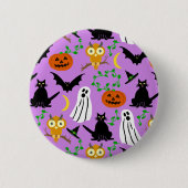 Halloween Theme Collage Toss Pattern Purple Button (Vorderseite)
