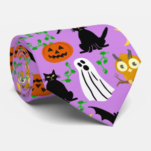 Halloween Theme Collage Toss Pattern Purple Krawatte