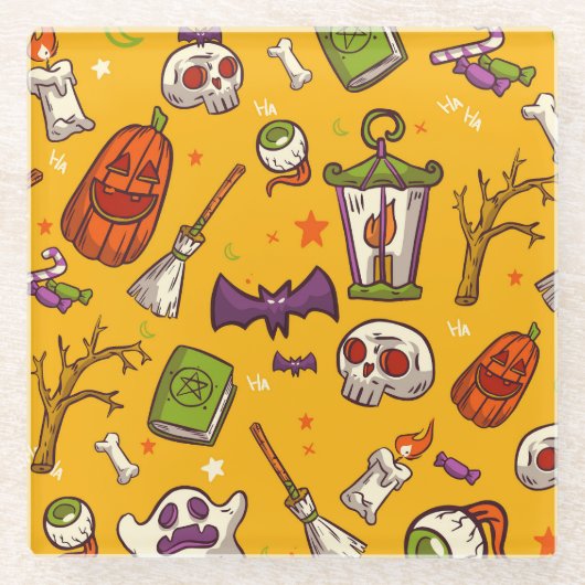 Halloween Theme: flaches Design Muster. Glasuntersetzer (Vorderseite)