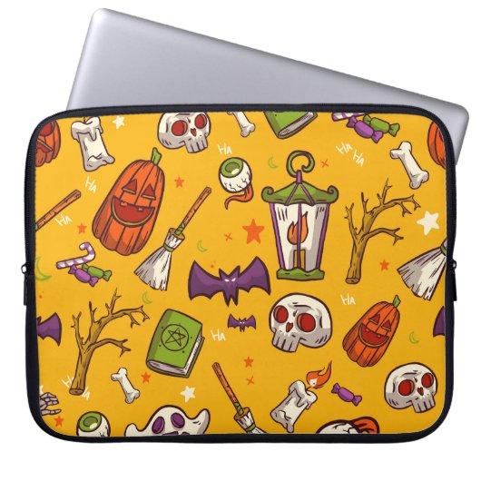 Halloween Theme: flaches Design Muster. Laptopschutzhülle (Vorderseite)