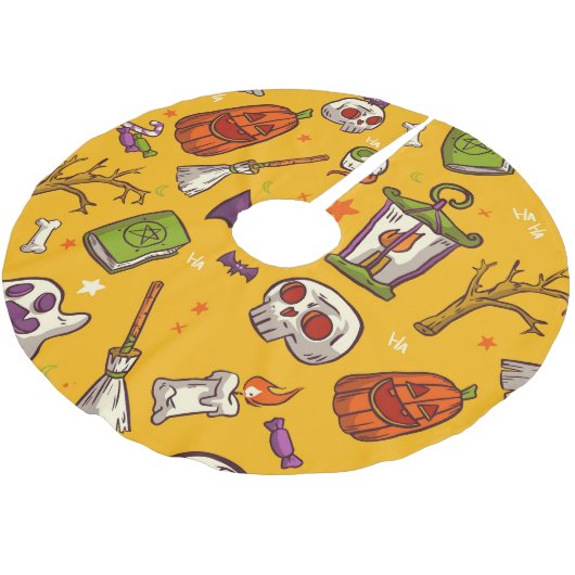 Halloween Theme: flaches Design Muster. Polyester Weihnachtsbaumdecke (Schrägansicht)