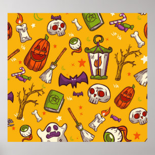 Halloween Theme: flaches Design Muster. Poster