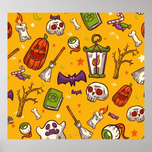 Halloween Theme: flaches Design Muster. Poster (Vorne)
