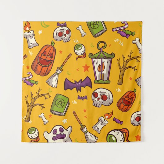 Halloween Theme: flaches Design Muster. Wandteppich (Vorderseite)