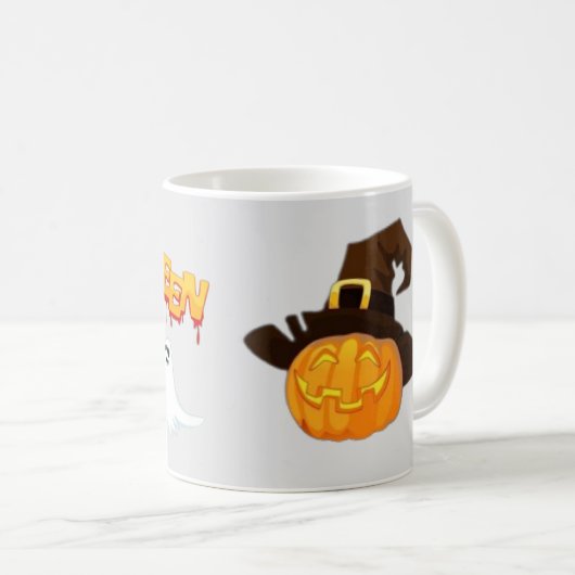 Halloween theme: Ghosts and pumpkin Kaffeetasse (VorderseiteRechts)