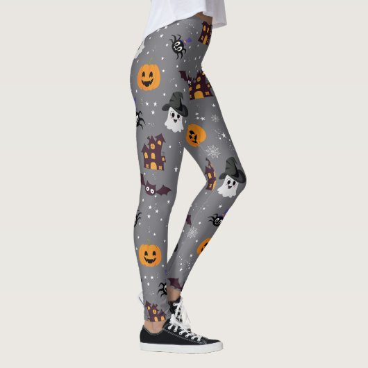 Halloween Theme Gray Spooky Leggings (Rechts)