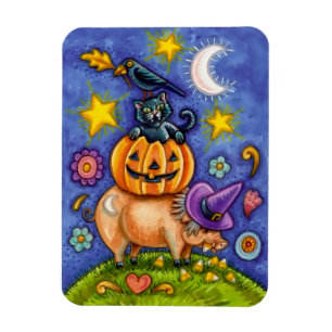 Halloween Theme Magnet mit Bird Cat Pumpkin & Pig