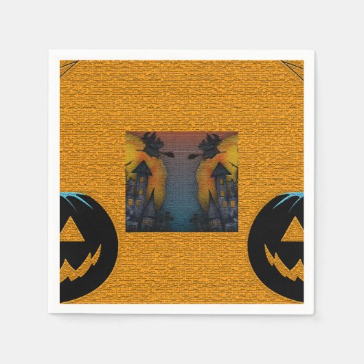 Halloween Theme Pumpkin und Spuk House Serviette (Vorderseite)