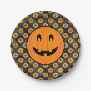 Halloween Theme,Pumpkin w/ Spuk House & Spiders Pappteller