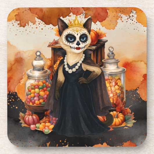 Halloween themed for Cat Lovers with candies Getränkeuntersetzer (Vorderseite)