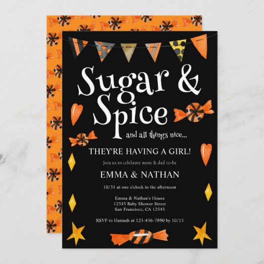 Halloween Themed Kinderdusche Einladung (Vorne/Hinten)