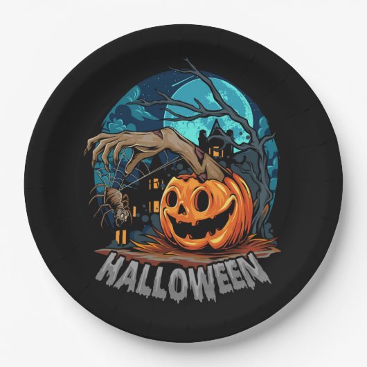 Halloween Themenpapierplatte Pappteller (Vorderseite)