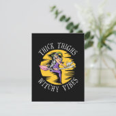 Halloween Thick Thighs Witchy Vibes Dankeskarte (Stehend Vorderseite)