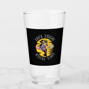 Halloween Thick Thighs Witchy Vibes Glas