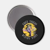 Halloween Thick Thighs Witchy Vibes Magnet (Vorderseite/Rückseite)