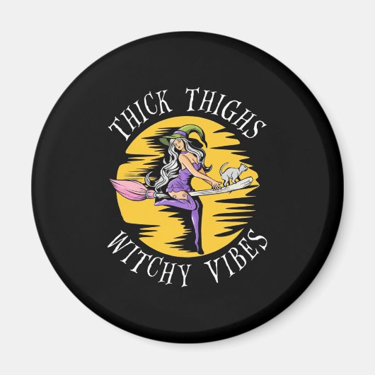 Halloween Thick Thighs Witchy Vibes Magnet (Vorne)