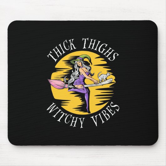 Halloween Thick Thighs Witchy Vibes Mousepad (Vorne)