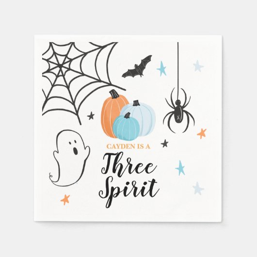 Halloween Three Spirit 3. Geburtstag Blue Pumpkins Serviette (Vorderseite)