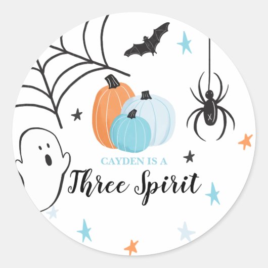 Halloween Three Spirit Birthday Blue Pumpkins Runder Aufkleber (Vorderseite)