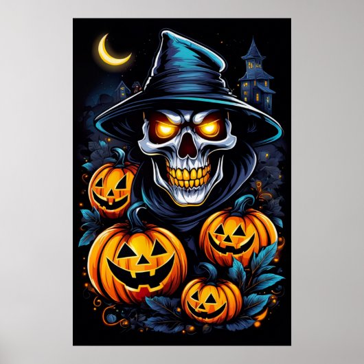Halloween Thrills mit diesem glühend Mit Augen Ske Poster (Vorne)