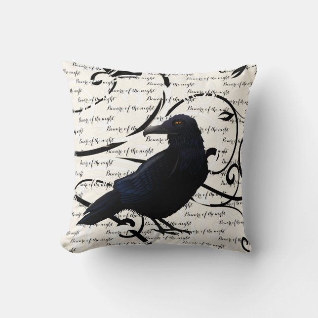 Halloween Throw Pillow-Raven Kissen (Vorderseite)