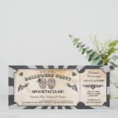 Halloween Ticket Skulls Party Spooky Scroll Event Einladung (Stehend Vorderseite)