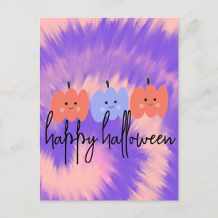 Halloween-Tie-Dye-Kürbis Handgezeichnet Postkarte