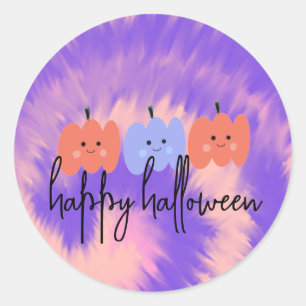 Halloween-Tie-Dye-Kürbis Handgezeichnet Runder Aufkleber