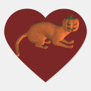 Halloween Tiger Cat Herz-Aufkleber