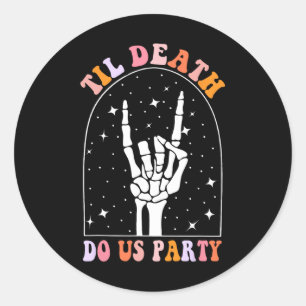 Halloween Til Death Do us Party Retro Bachelorette Runder Aufkleber