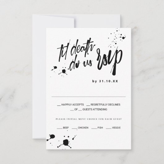 Halloween Til Death Do us UAWG Wedding RSVP Karte (Vorderseite)