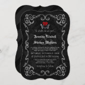 Halloween "TIL DEATH" Skelette & Herz Einladung (Vorne/Hinten)