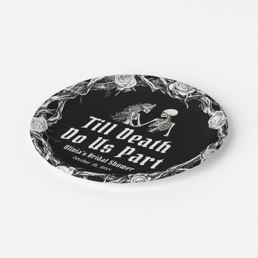 Halloween Till Death Do us Part Brautparty Pappteller (Schrägansicht)
