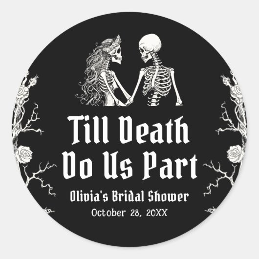Halloween Till Death Do us Part Brautparty Runder Aufkleber (Vorderseite)