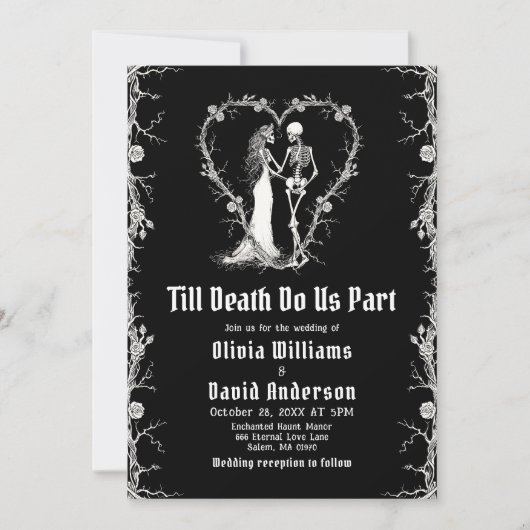 Halloween Till Death Do us Part Gothic Wedding Einladung (Vorderseite)