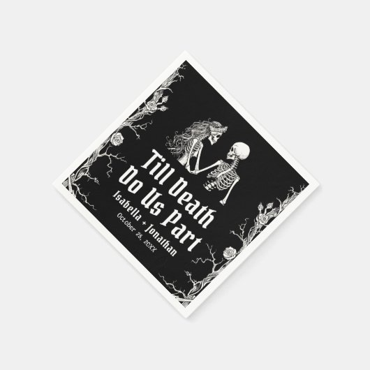 Halloween Till Death Do Us Part Skeletons Wedding Serviette (Ecke)