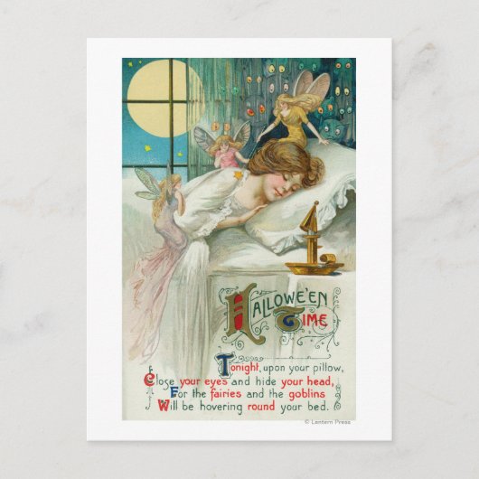 Halloween Time Fairies rund um die Schlaffrau Postkarte (Vorderseite)