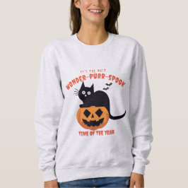 Halloween Time Pumpkin Black Cat Sweatshirt