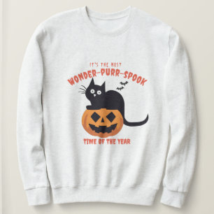 Halloween Time Pumpkin Spoof, Black Cat Sweatshirt