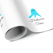 Halloween Times blauer Geisterschreiber handgezeic Geschenkpapier (Rolleneckpunkt)
