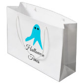 Halloween Times blauer Geisterschreiber handgezeic Große Geschenktüte (Rückseite Schrägansicht)