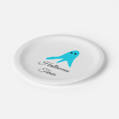 Halloween Times blauer Geisterschreiber handgezeic Pappteller (Schrägansicht)