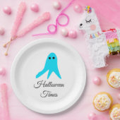 Halloween Times blauer Geisterschreiber handgezeic Pappteller (Party)