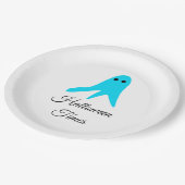 Halloween Times blauer Geisterschreiber handgezeic Pappteller (Schrägansicht)