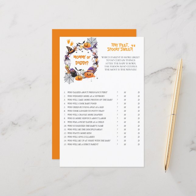 Halloween Tiny Feet, Spooky Sweet M/D Game (Vorderseite/Rückseite Beispiel)
