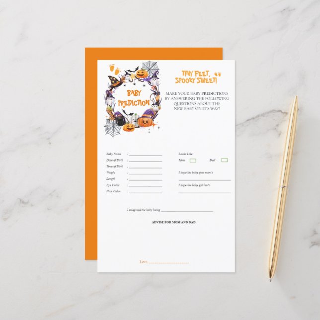 Halloween Tiny Feet, Spooky Sweet Predict Game (Vorderseite/Rückseite Beispiel)