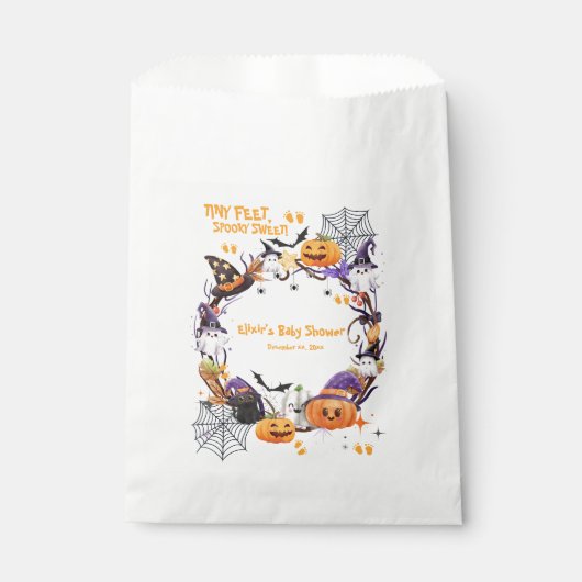 Halloween Tiny Feet, sprichwörtlich süße Babydusch Geschenktütchen (Vorderseite)