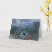 Halloween-Tochter Niedlich mit Hexenkatze und Kürb Karte (Gelbe Blume)