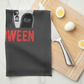 Halloween-Todesernte-Friedhofsdesign Geschirrtuch (Viertel Falte)