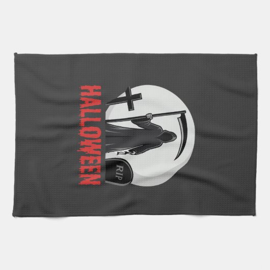 Halloween-Todesernte-Friedhofsdesign Geschirrtuch (Horizontal)